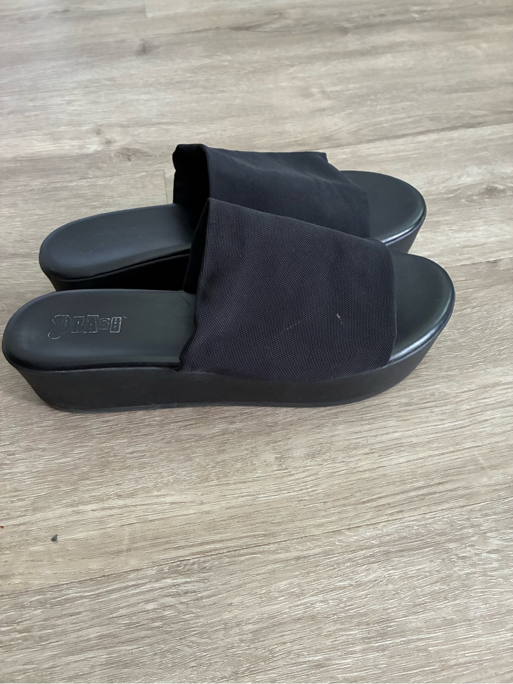 Black Slide Platform Sandals